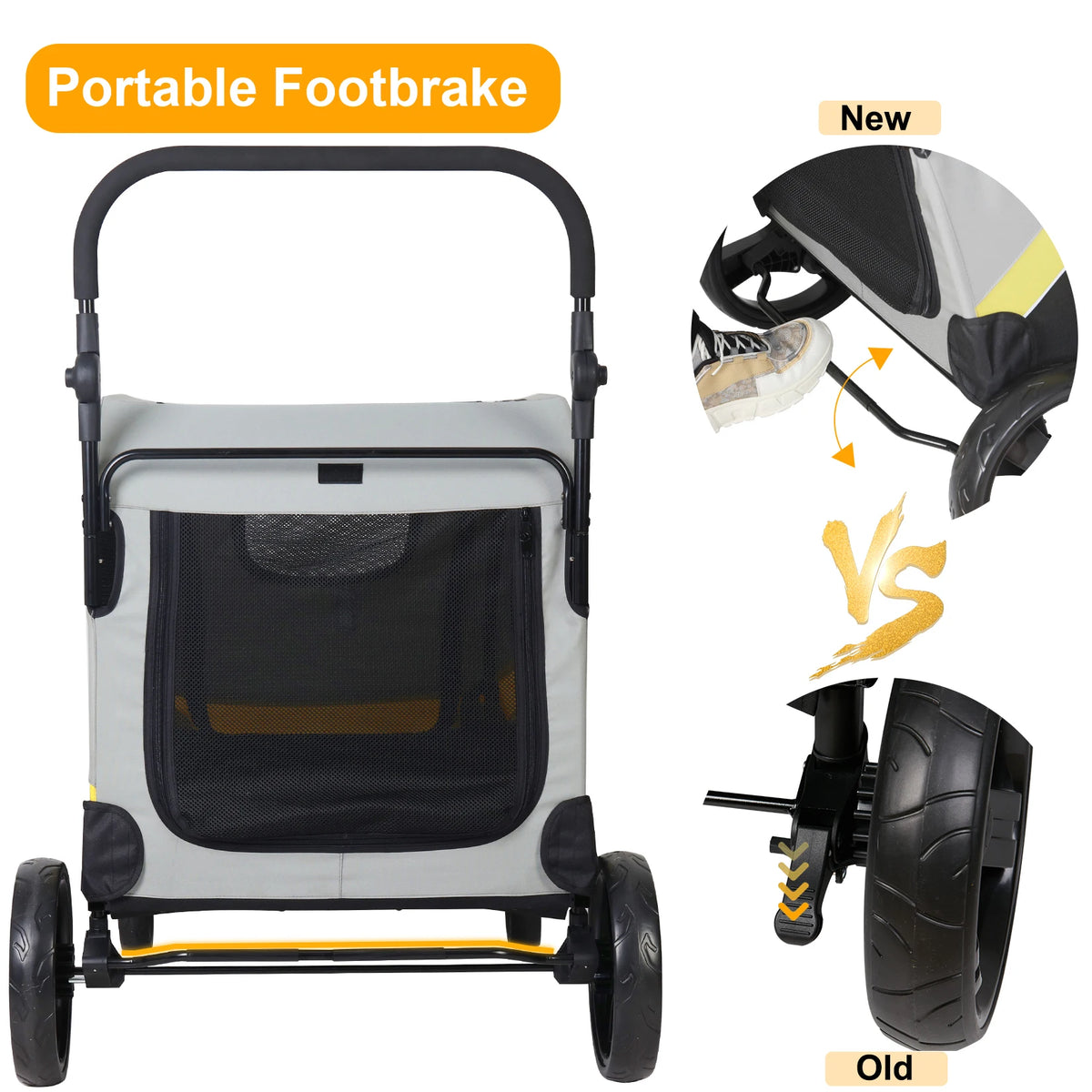 Dog Stroller for 2 Dogs Pet Jogger Wagon Travel Carriage with Zipper Divider and 4 Wheels Foldable Rolling Pet Carrier Cart Pram