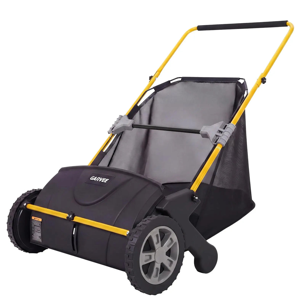 21 Inch Push Lawn Sweeper, Manual Yard Leaf & Grass Collector With Large Hopper, 4 Spinning Brushes, Adjustable Height, Steel Frame