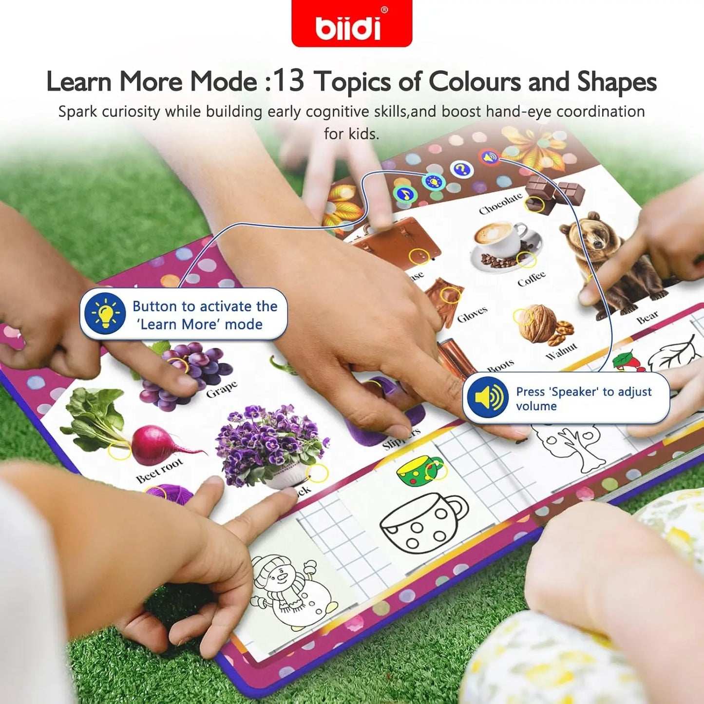 English Sound Book Colours&Shapes Children's Early Educational Learning Talking E-Book Montessori Interactive Toy for Boys Girls