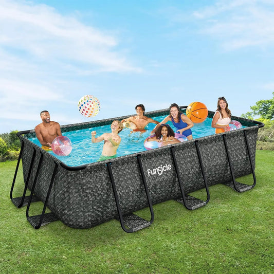 13'x7'x39.5" Rectangular Above Ground Pool with 800 GPH Pump, Ladder & Patch, Herringbone, Custom