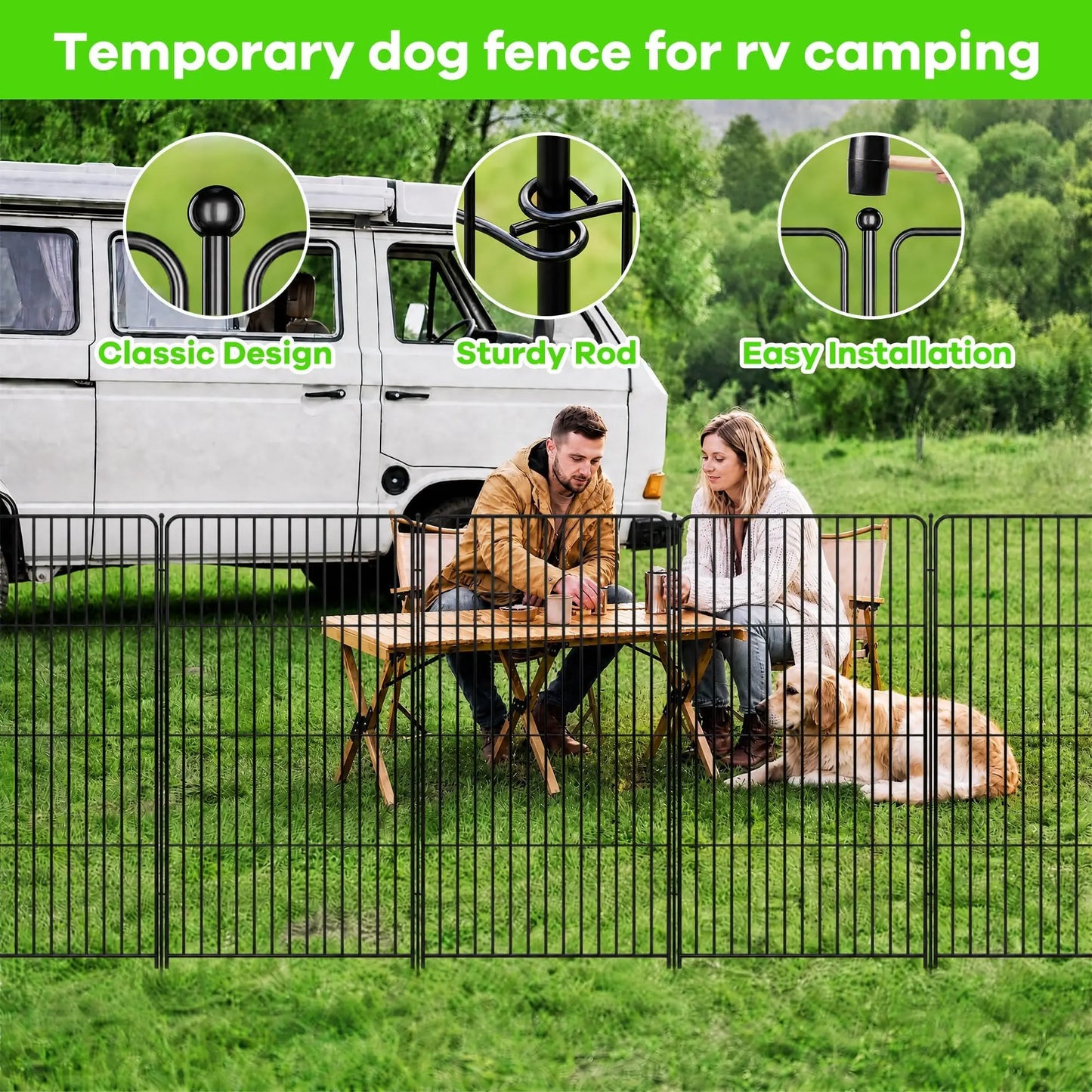 Metal Garden Fence Panels, 10Pcs 36×27in Pet Enclosure Fence with Gate