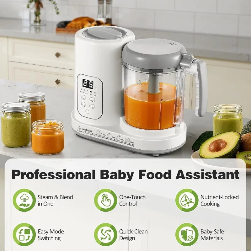 Baby Food Maker Steamer Blender 4 in 1 Auto Steam Blend and Puree Maker Self-Clean for Healthy Baby Toddler Meal Prep BPA-Free