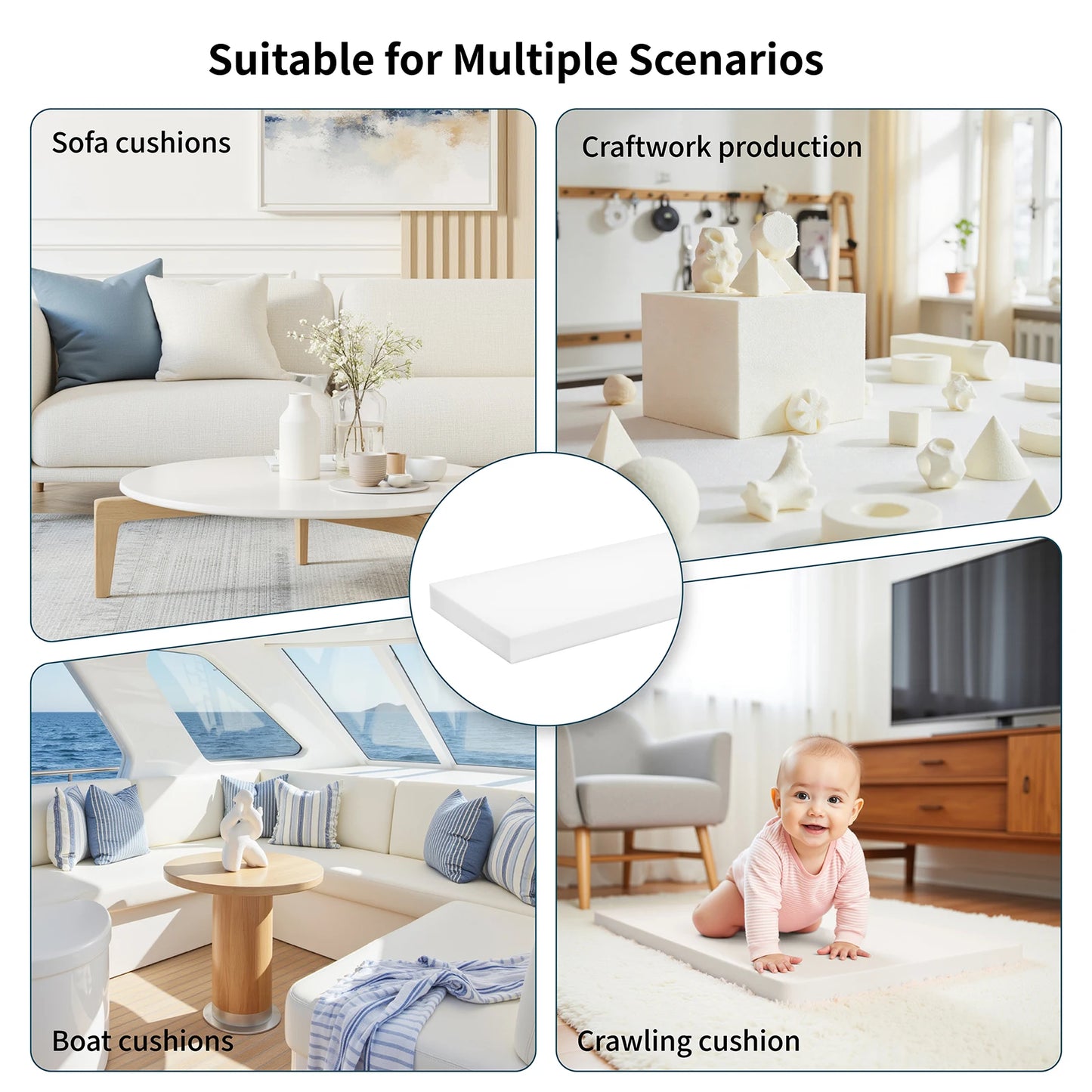 3/4/5/6 inch Thickness Foam Cushion Cuttable Upholstery Foam Pad For Filling Outdoor Furniture Padding Bench Bay Window Cushion