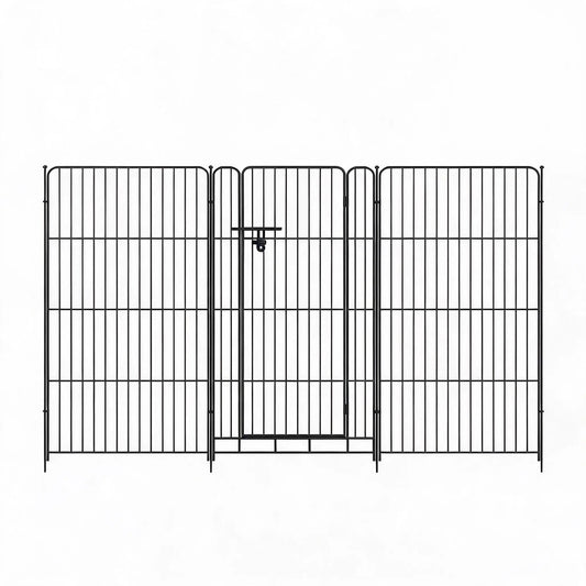 Metal Garden Fence Panels, 10Pcs 36×27in Pet Enclosure Fence with Gate