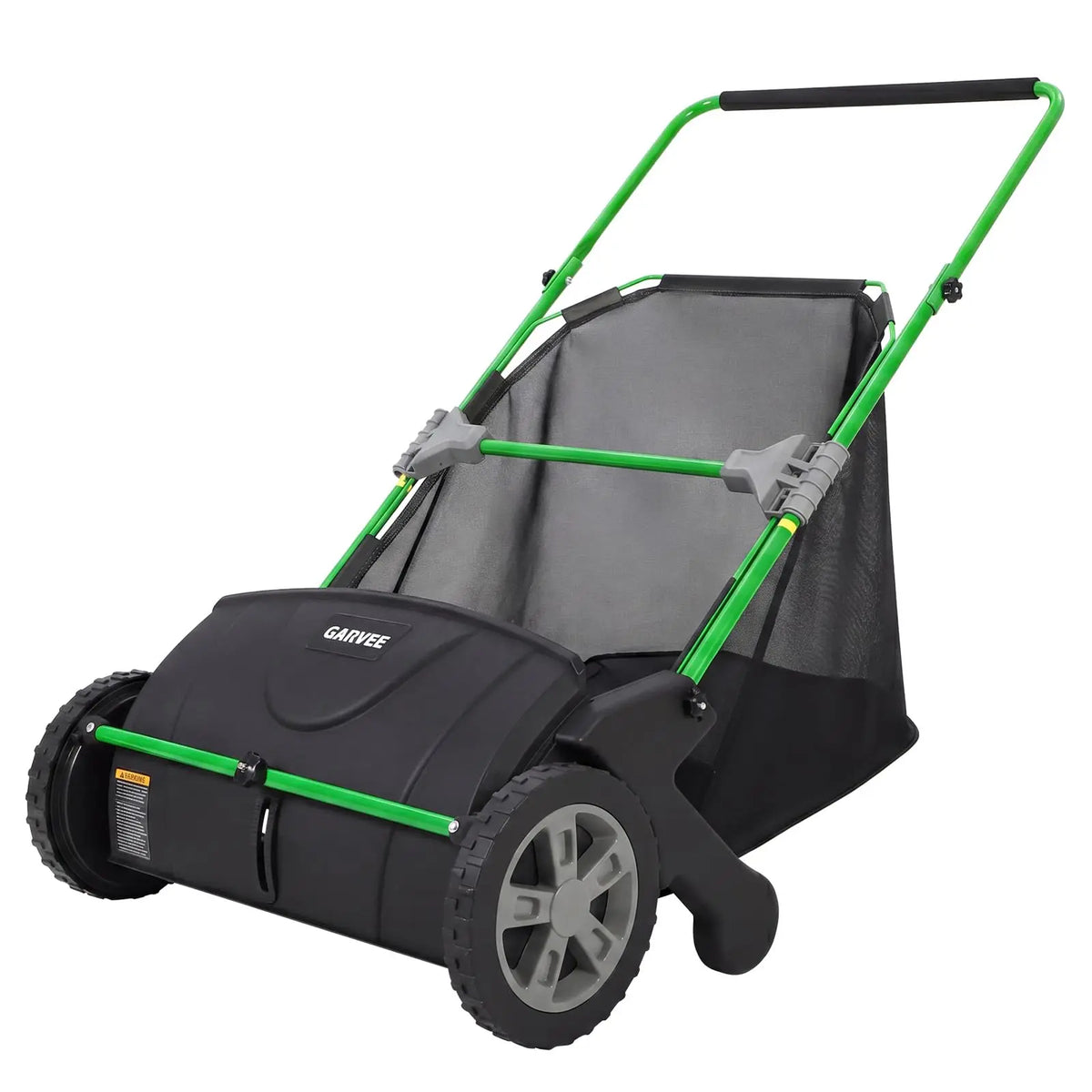 21 Inch Push Lawn Sweeper, Manual Yard Leaf & Grass Collector With Large Hopper, 4 Spinning Brushes, Adjustable Height, Steel Frame