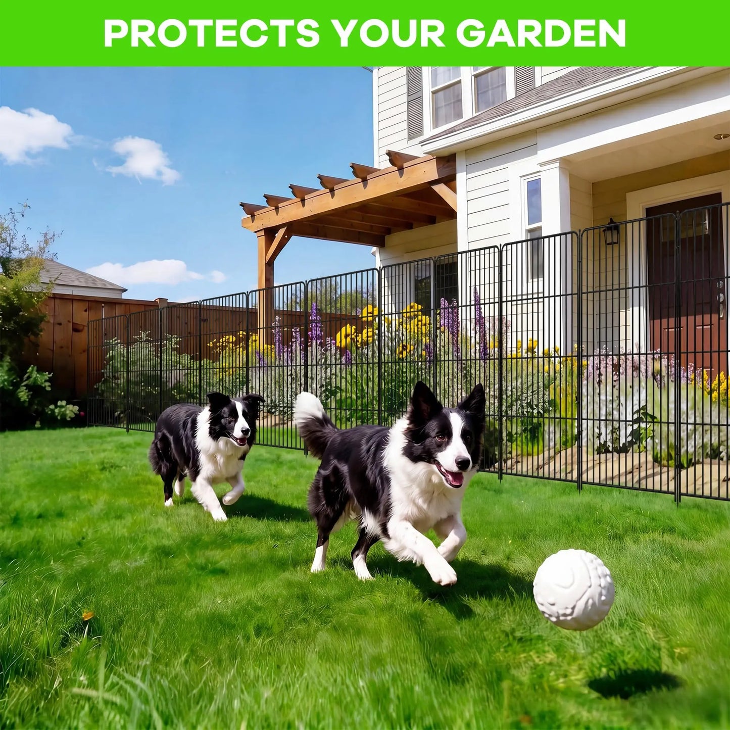 Metal Garden Fence Panels, 10Pcs 36×27in Pet Enclosure Fence with Gate