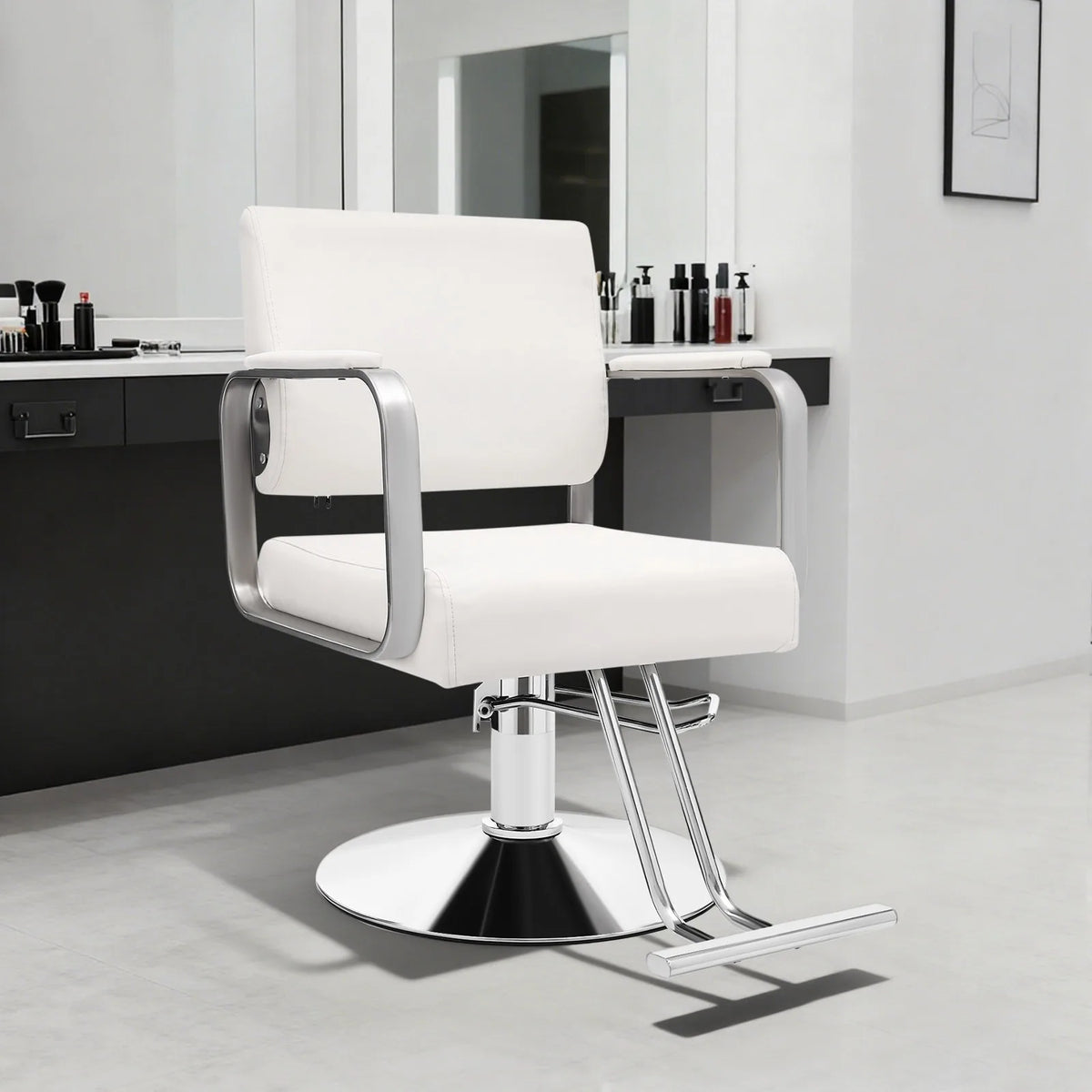47-56cm High Stylist Chairs for Salon, 360° Rotatable Barber Armchair, Hair Swivel Seat for Barber Shop