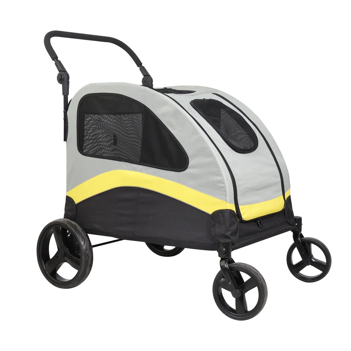 Dog Stroller for 2 Dogs Pet Jogger Wagon Travel Carriage with Zipper Divider and 4 Wheels Foldable Rolling Pet Carrier Cart Pram