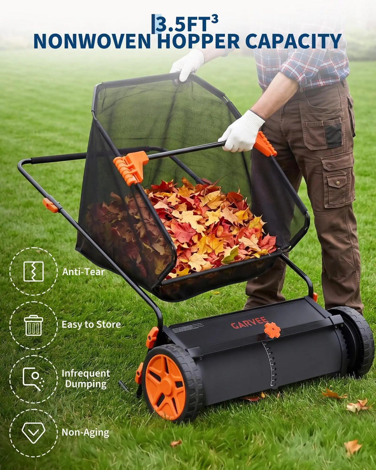 21-Inch Push Lawn Sweeper, Yard Leaf Grass Sweeper With Large Collection Bag, 4 Brushes, Steel Frame, 10'' Wheels, Height Adjustable