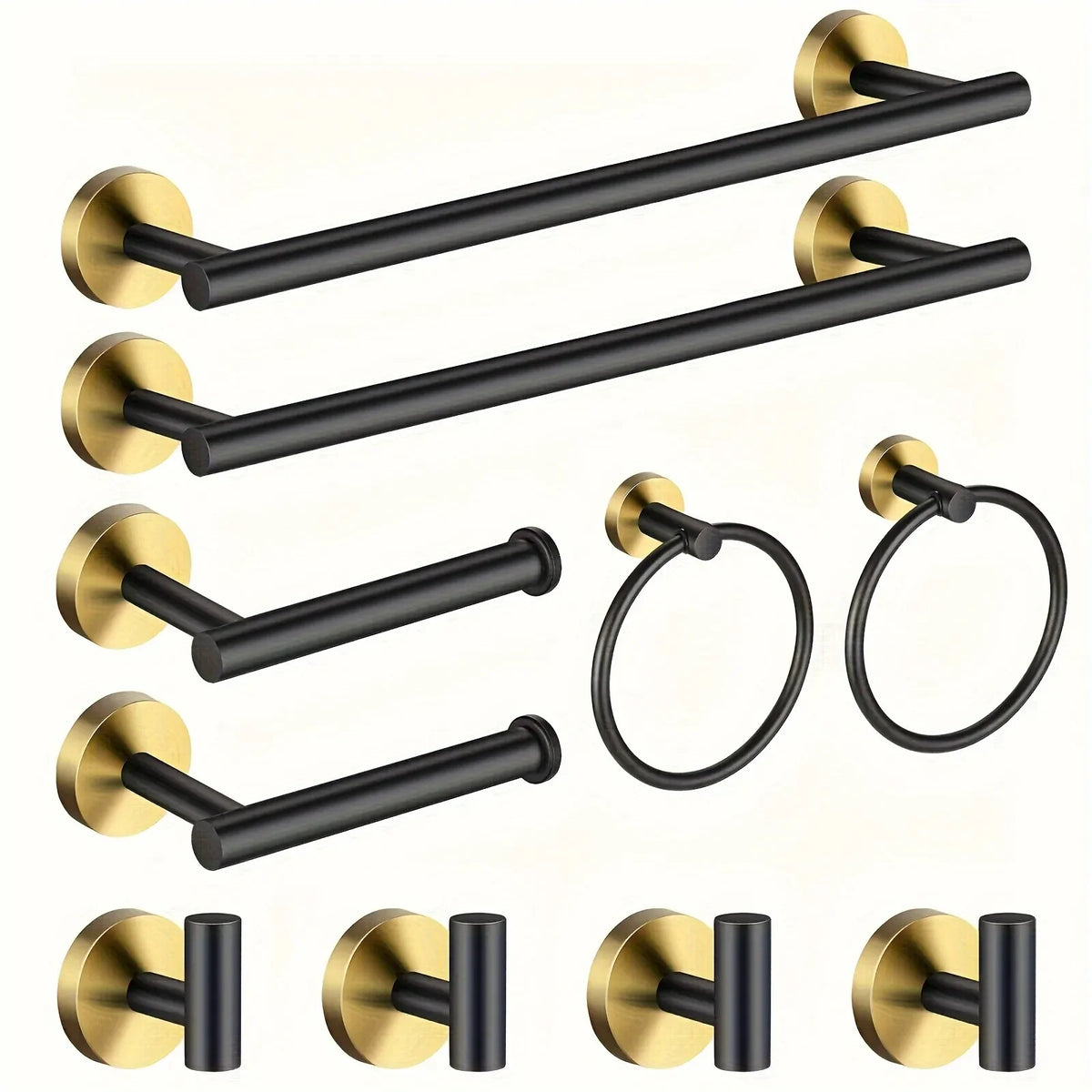 Black Gold Bathroom Hardware Set Accessories Wall Mounted Stainless Steel Towel Bar Towel Ring Toilet Paper Holder Hook Bathroom