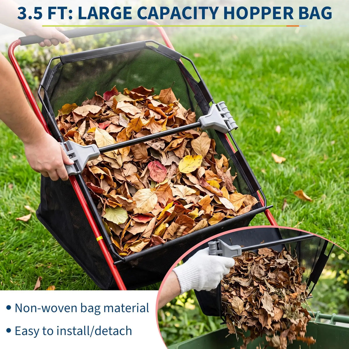 21 Inch Push Lawn Sweeper, Manual Yard Leaf & Grass Collector With Large Hopper, 4 Spinning Brushes, Adjustable Height, Steel Frame