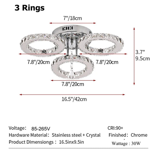 Modern Pendant Light Led Crystal Ring Ceiling Lamp Living Dining Room Chandelier Lustre Bedroom Luxury Home Decor Fixture Lumina