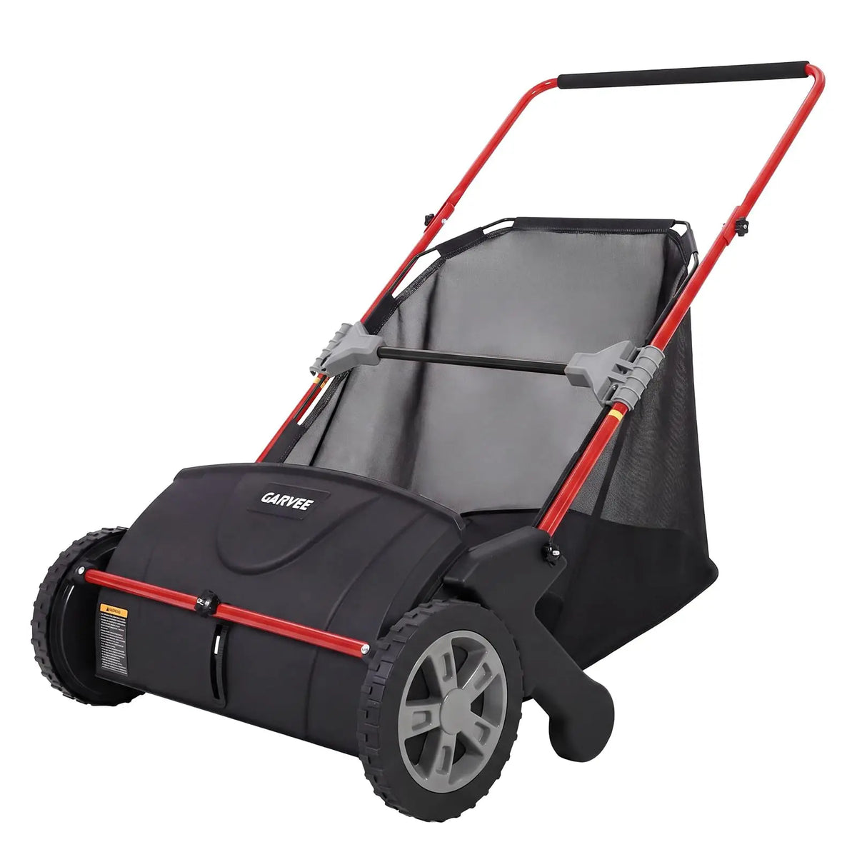 21 Inch Push Lawn Sweeper, Manual Yard Leaf & Grass Collector With Large Hopper, 4 Spinning Brushes, Adjustable Height, Steel Frame