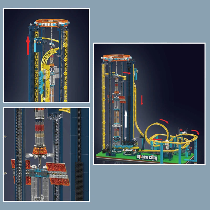 Mould King 11031 Technical Roller Coaster Toys The Motorized Space Elevator Building Block Assembly Brick Kids Christmas Gift