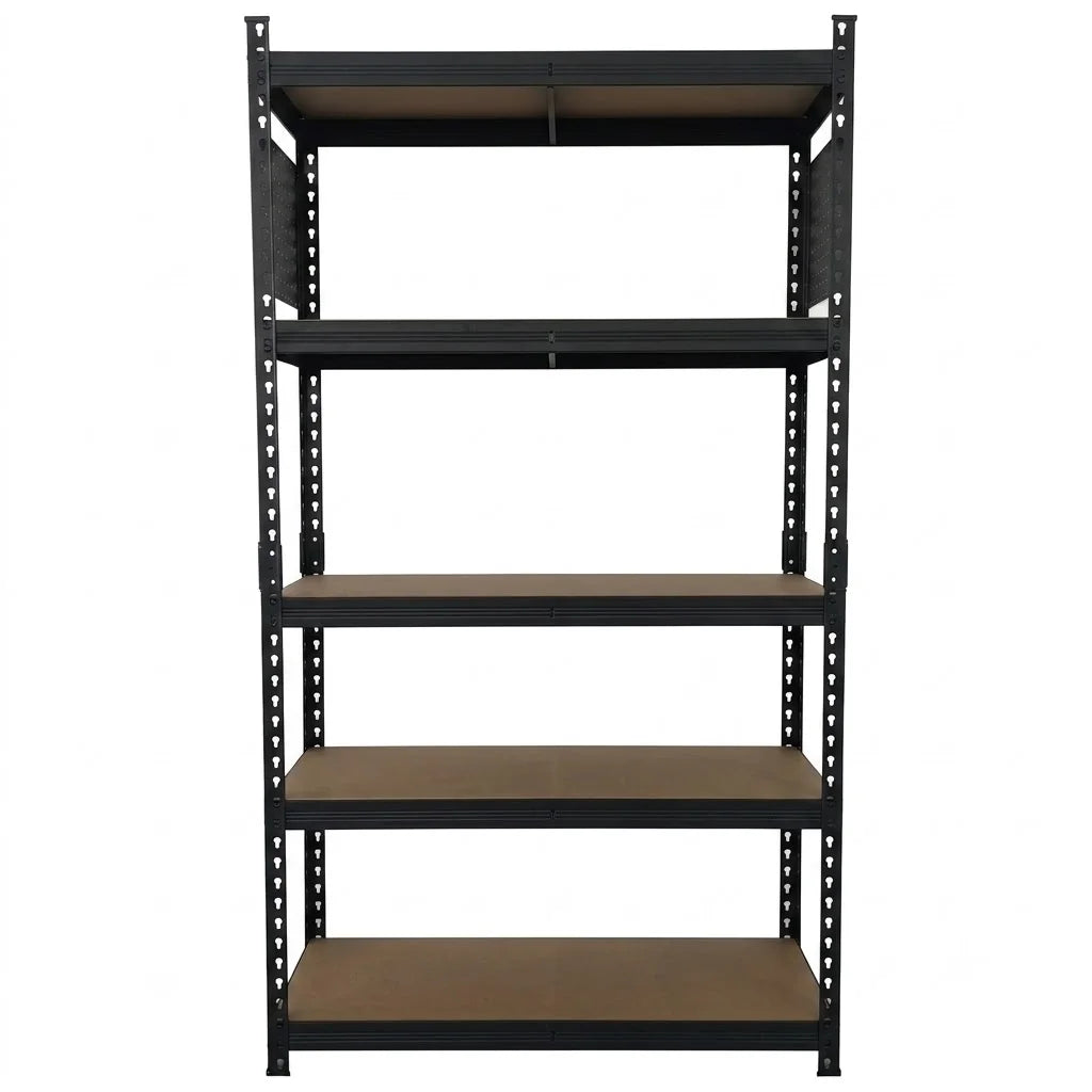 5-Tier Heavy Duty Boltless Storage Rack, 397 LBS Per Tier, Double Folded Keyhole Metal Frame, Matte Black Rust-Proof Finish, 5mm High-Density MDF Boards, 77.95×39.37×15.75 Inch Adjustable Organizer for Garage, Basement, War