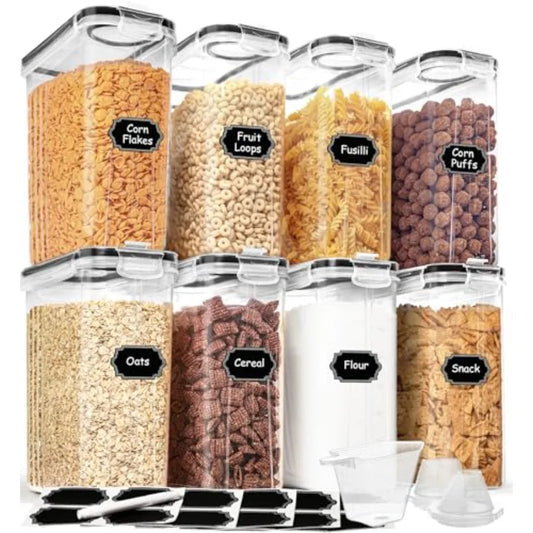 Cereal Containers Storage Set 4L/ 135.2oz , 8PCS Airtight Food Storage Containers with Lids, Cereal Dispensers for Kitchen Pant