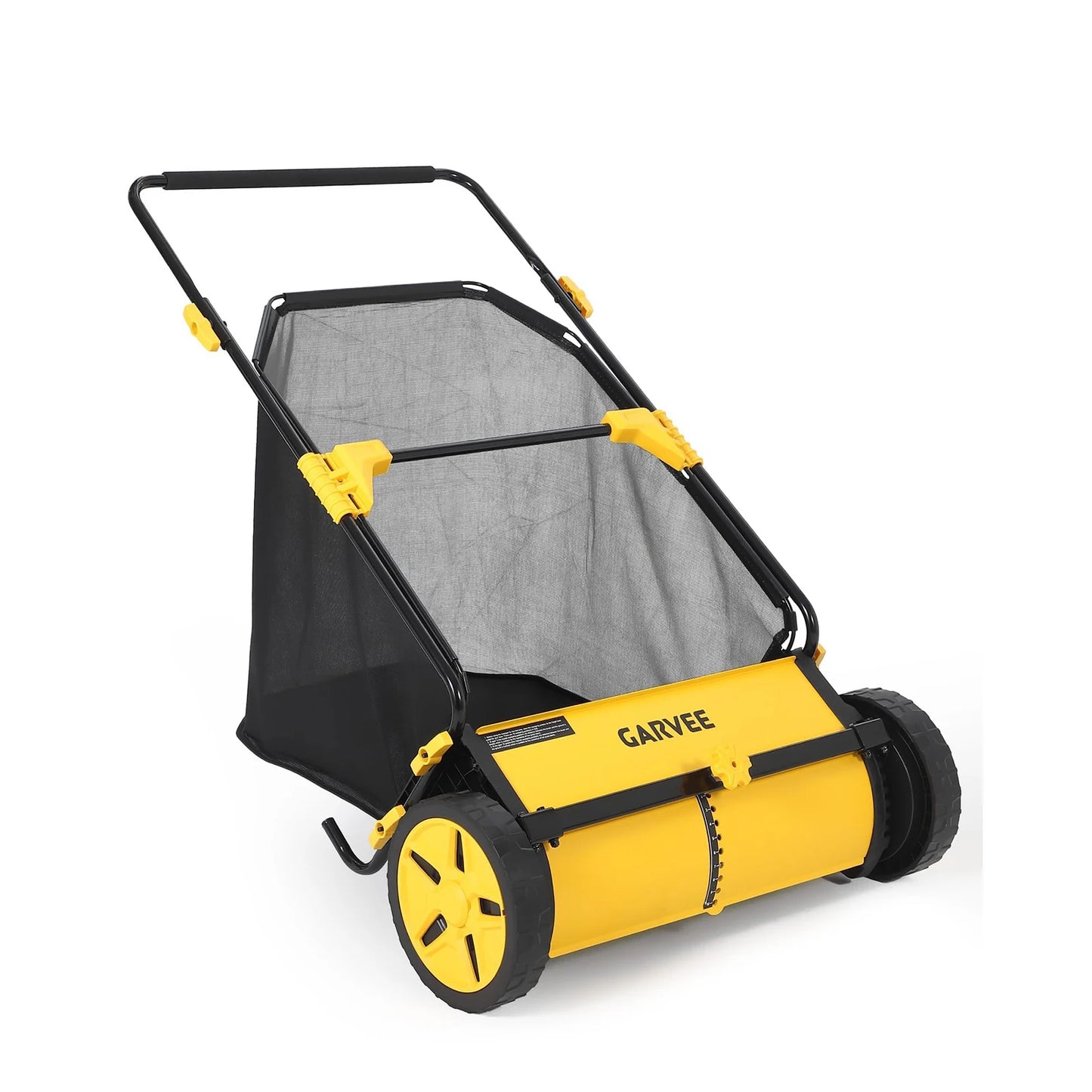 21-Inch Push Lawn Sweeper, Yard Leaf Grass Sweeper With Large Collection Bag, 4 Brushes, Steel Frame, 10'' Wheels, Height Adjustable