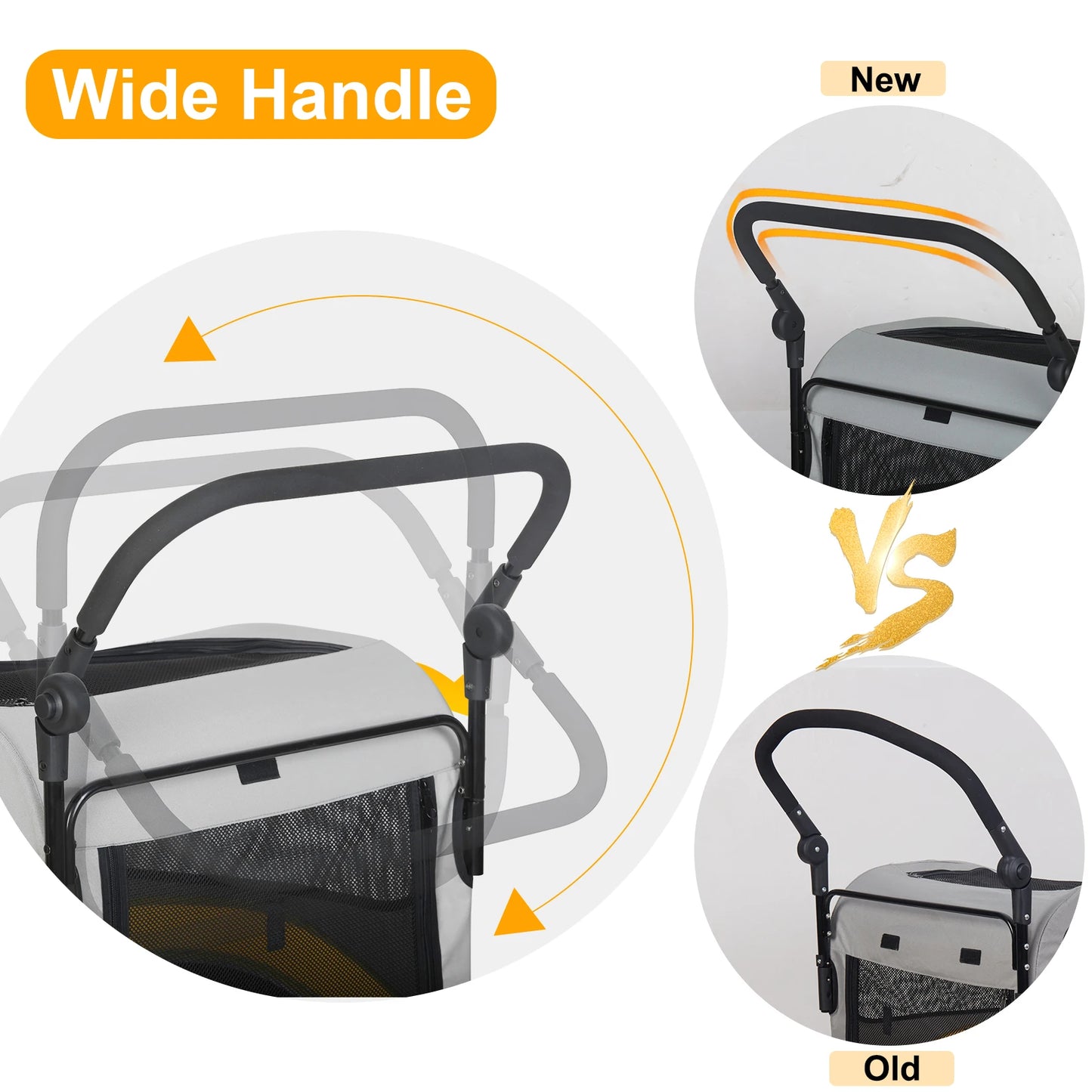 Dog Stroller for 2 Dogs Pet Jogger Wagon Travel Carriage with Zipper Divider and 4 Wheels Foldable Rolling Pet Carrier Cart Pram
