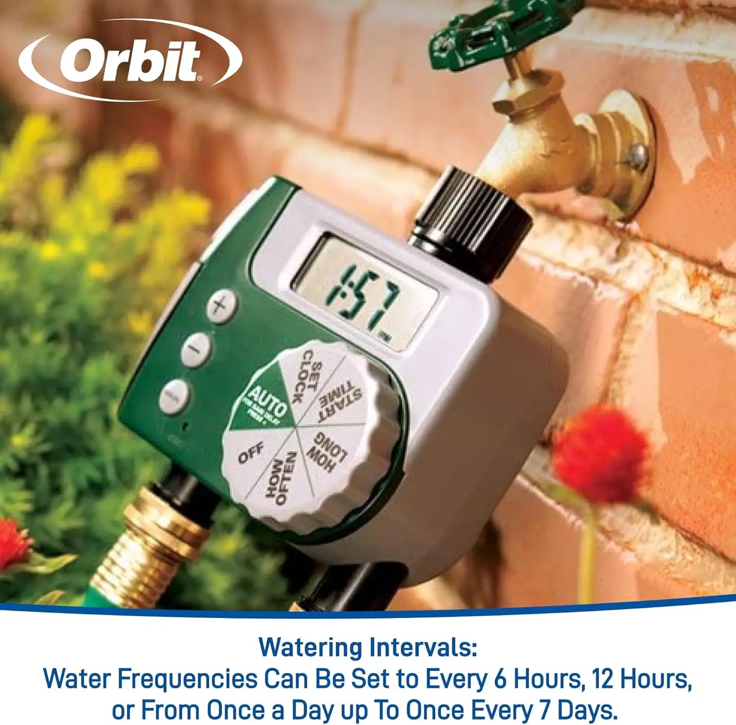 2-Outlet Digital Water Timer with LCD, Rain Delay, Water-Resistant