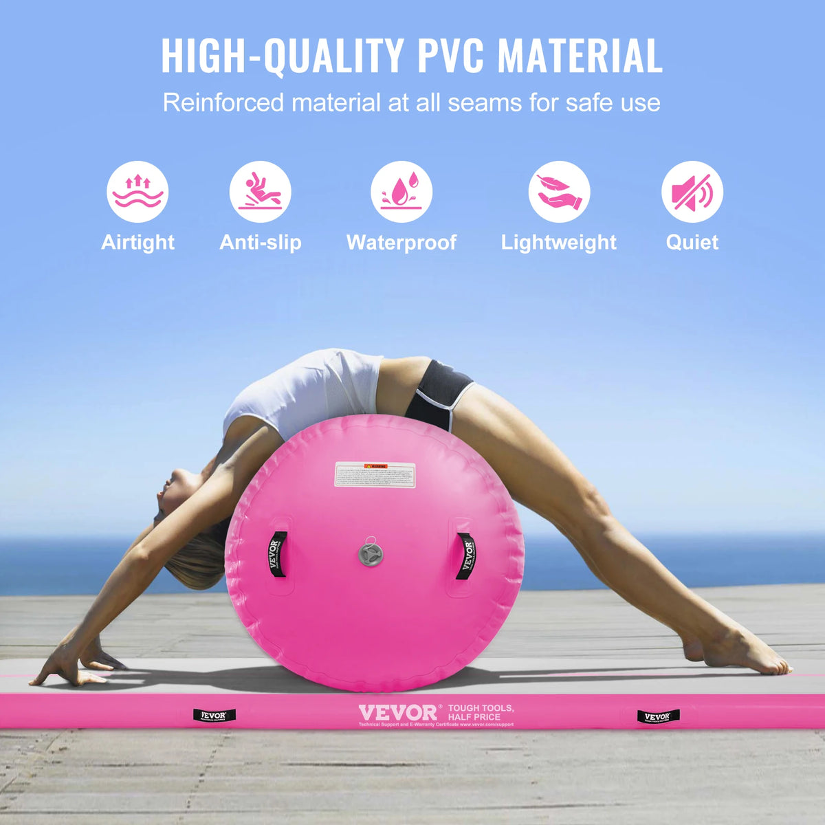 SucceBuy Inflatable Gymnastics Air Mat Tumble Track with Electric Pump Air Roller Barrel Gymnastics Equipment Training Mats