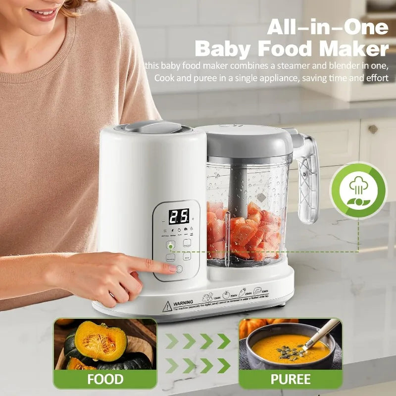 Baby Food Maker Steamer Blender 4 in 1 Auto Steam Blend and Puree Maker Self-Clean for Healthy Baby Toddler Meal Prep BPA-Free