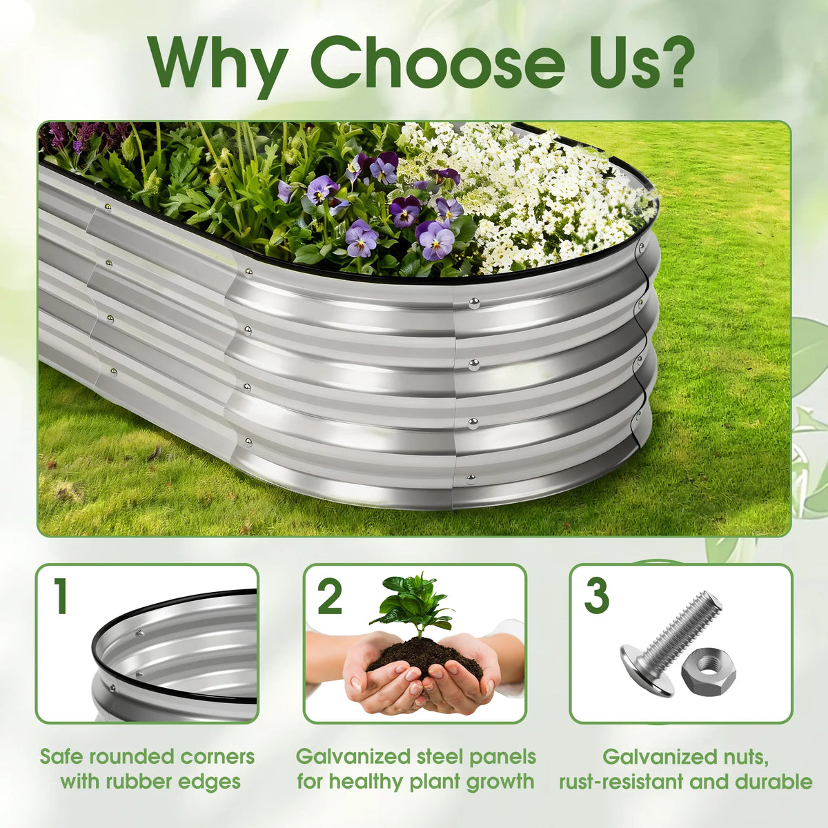 JHK Outdoor Planter Box 6x3x1ft Raised Metal Garden Bed with Open Bottom Design for Vegetables Flowers for Backyard Patio