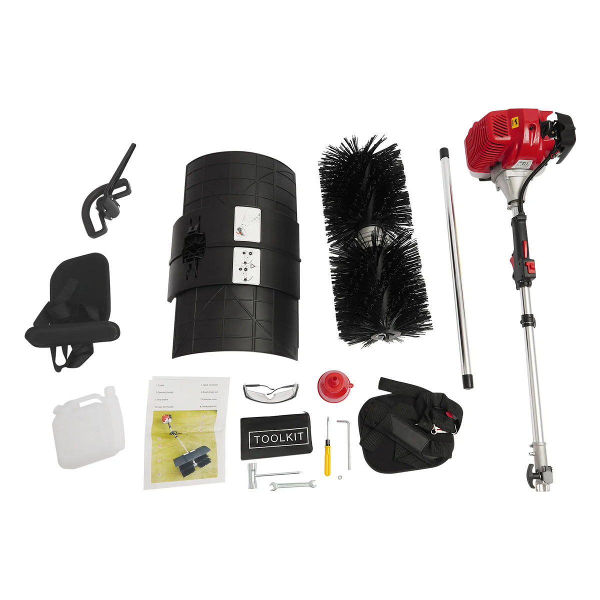 Powerful 52cc Gas Leaf Sweeper 2.3HP 8500RPM, 20.47" Wide Brush with Protective Cover for Yard Farm Sidewalk, Air-Cooled Engine & Safety Design for Outdoor Cleaning