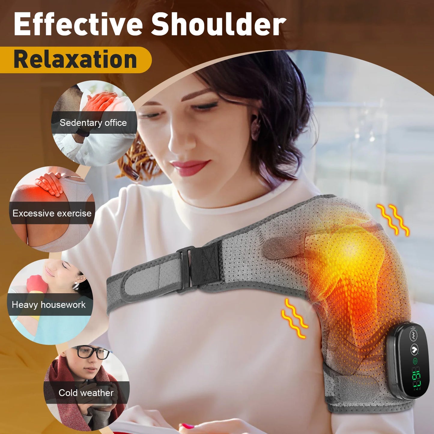 Electric Shoulder Heating Pad 3 Modes Vibration Shoulder Knee Elbow Relax Belt Hot Compress Thermal Massager Health Care
