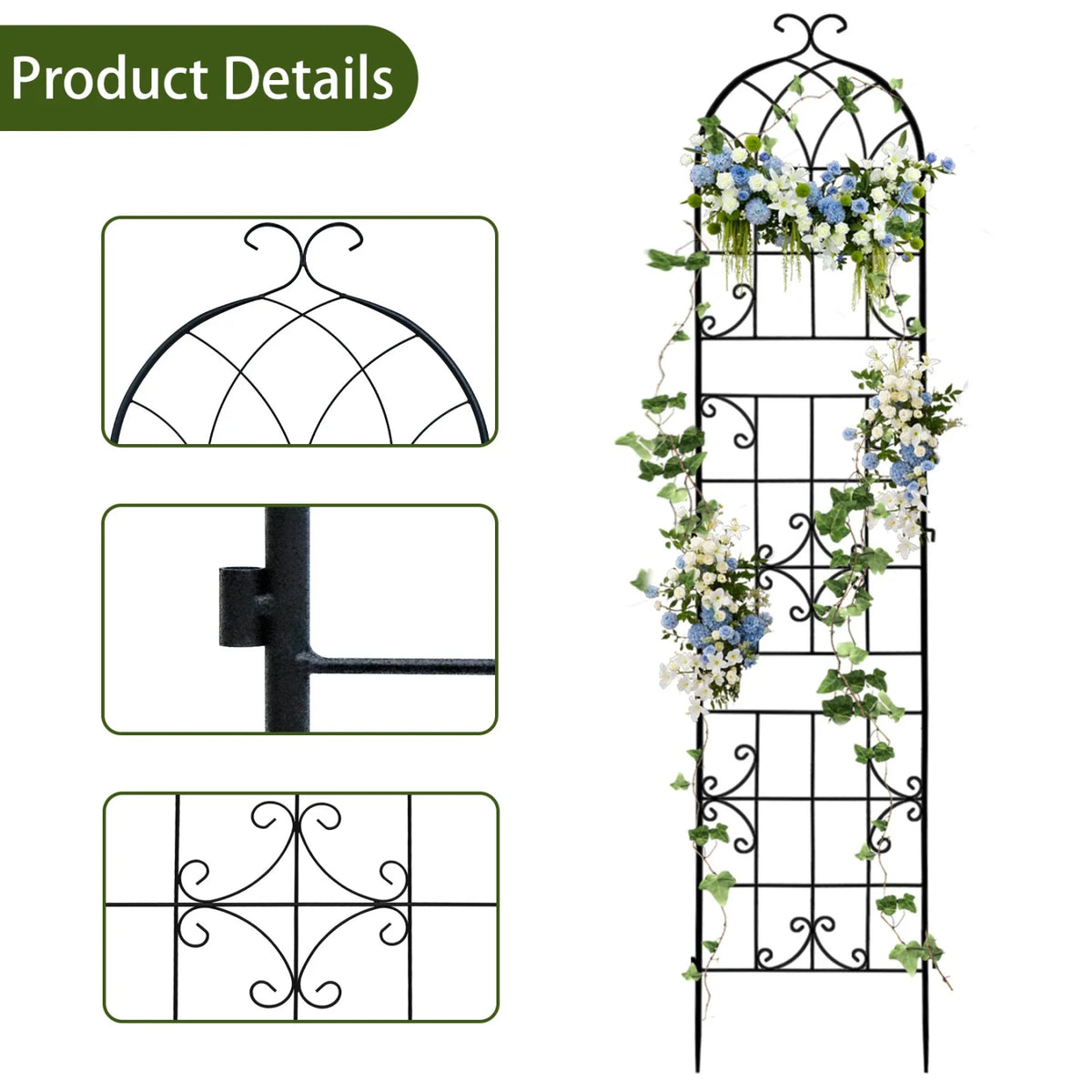 3 Pack 220cm Tall Metal Garden Trellis Support Vine Trellis for Climbing Plants Outdoor Backyard Landscaping Trellis