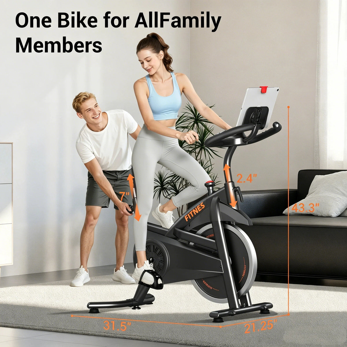 UMAY Indoor Exercise Bike 0-100 Adjustable Resistance Levels Quiet Belt Drive Reinforced Carbon Steel Frame Max Load 136kg Fitness Bike With Tablet Holder & Heart Rate Sensor