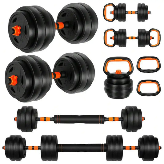 20Lbs Adjustable Dumbbell Set, Versatile Weight Combination With Connectors ToSupport 4-In-1 Design: Dumbbells, Barbells, Kettlebells And Push-Up Stand - Perfect ForHome Gym