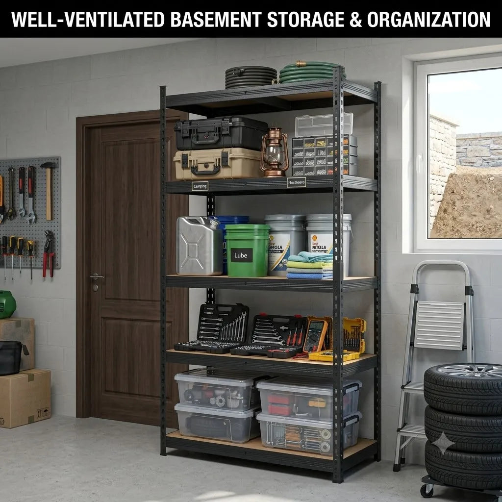 5-Tier Heavy Duty Boltless Storage Rack, 397 LBS Per Tier, Double Folded Keyhole Metal Frame, Matte Black Rust-Proof Finish, 5mm High-Density MDF Boards, 77.95×39.37×15.75 Inch Adjustable Organizer for Garage, Basement, War