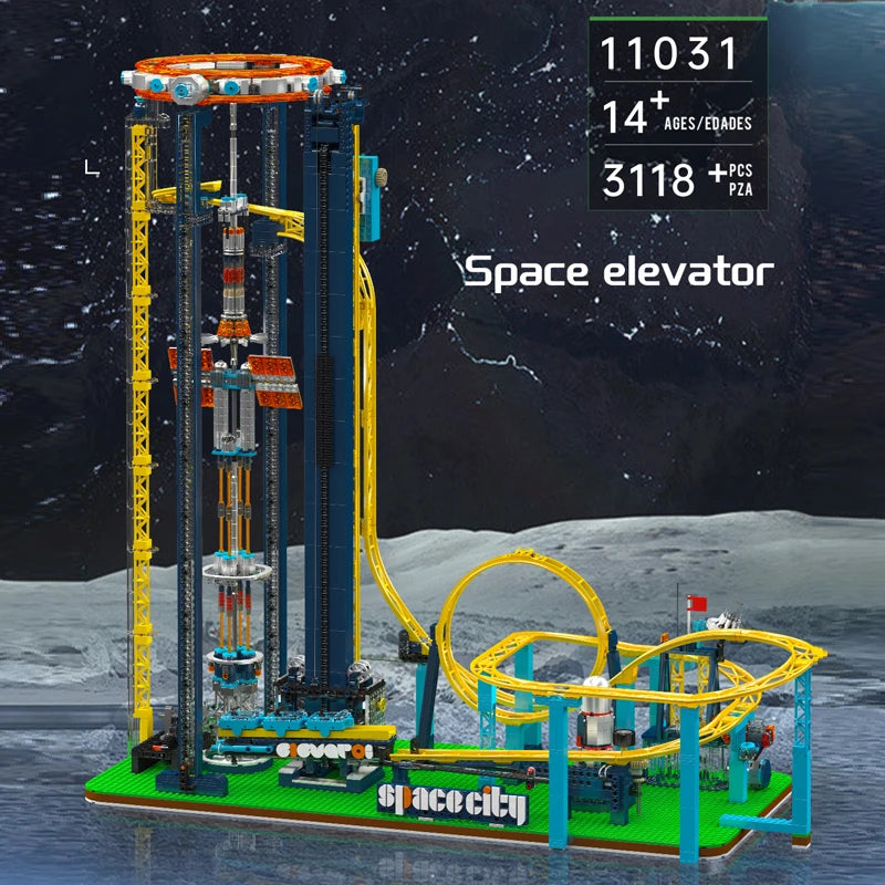 Mould King 11031 Technical Roller Coaster Toys The Motorized Space Elevator Building Block Assembly Brick Kids Christmas Gift