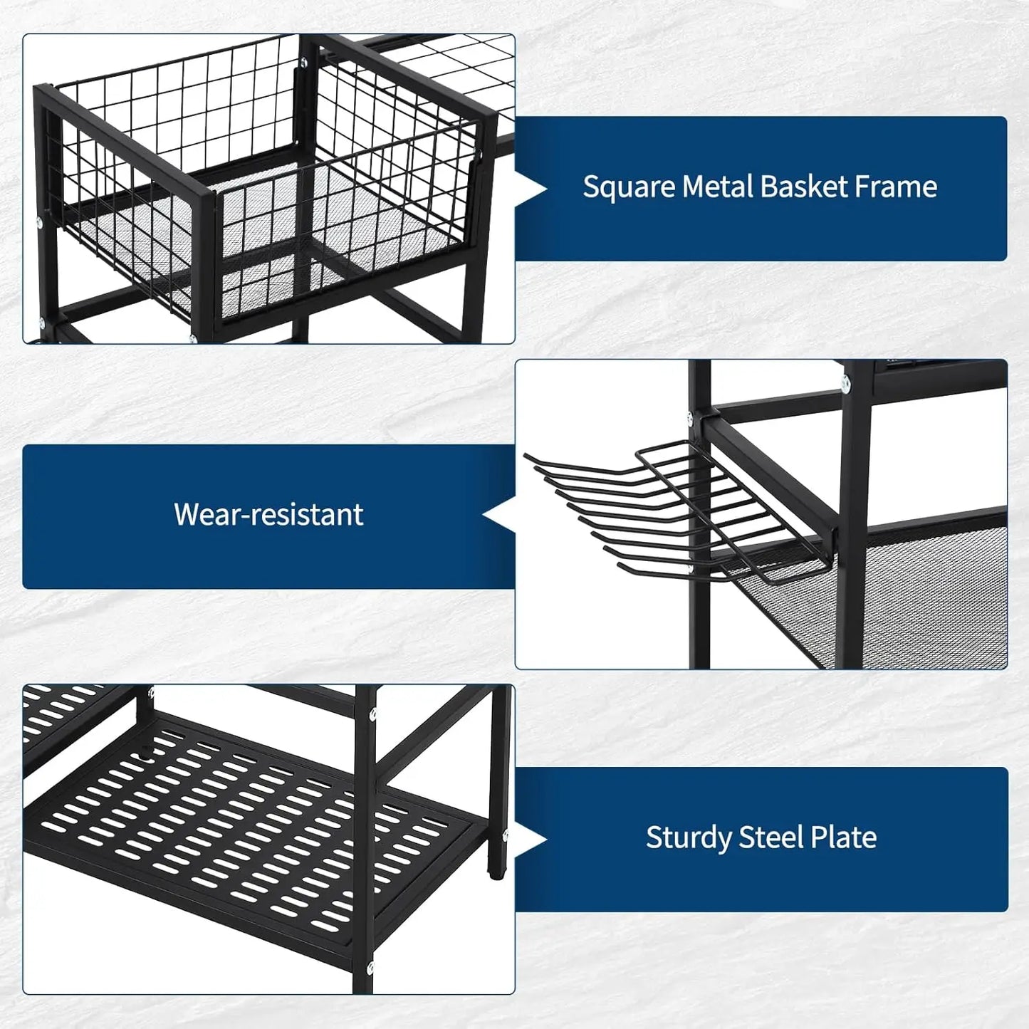 Heavy Duty 3 Tier Garden Tool Organizer With 35 Long Handled Slots Basket And Hooks Yard Storage Rack Tool Holder For Garage Shed And Lawn