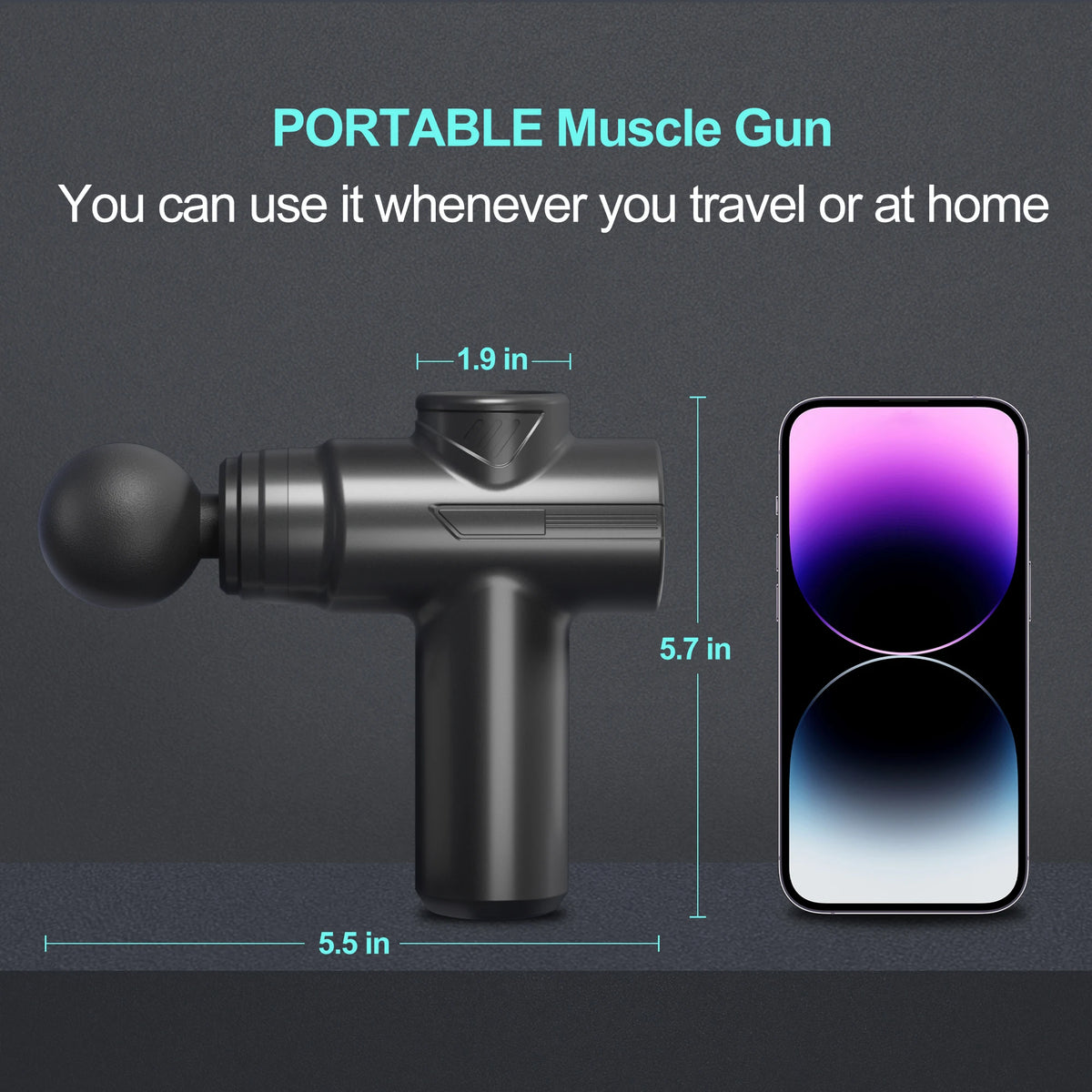LEERCON Mini Massage Gun, 6 Speeds 4 Heads, Portable Fascial Gun Deep Tissue Massager, Muscle Fatigue Relief for Gym Travel, Gift