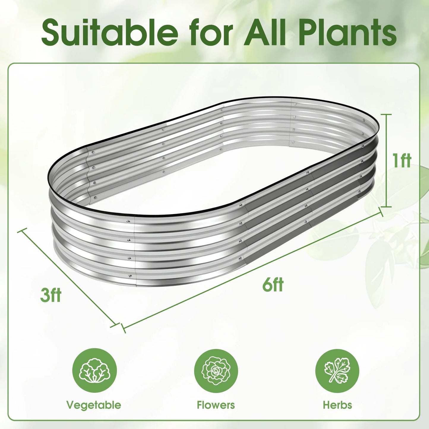 JHK Outdoor Planter Box 6x3x1ft Raised Metal Garden Bed with Open Bottom Design for Vegetables Flowers for Backyard Patio