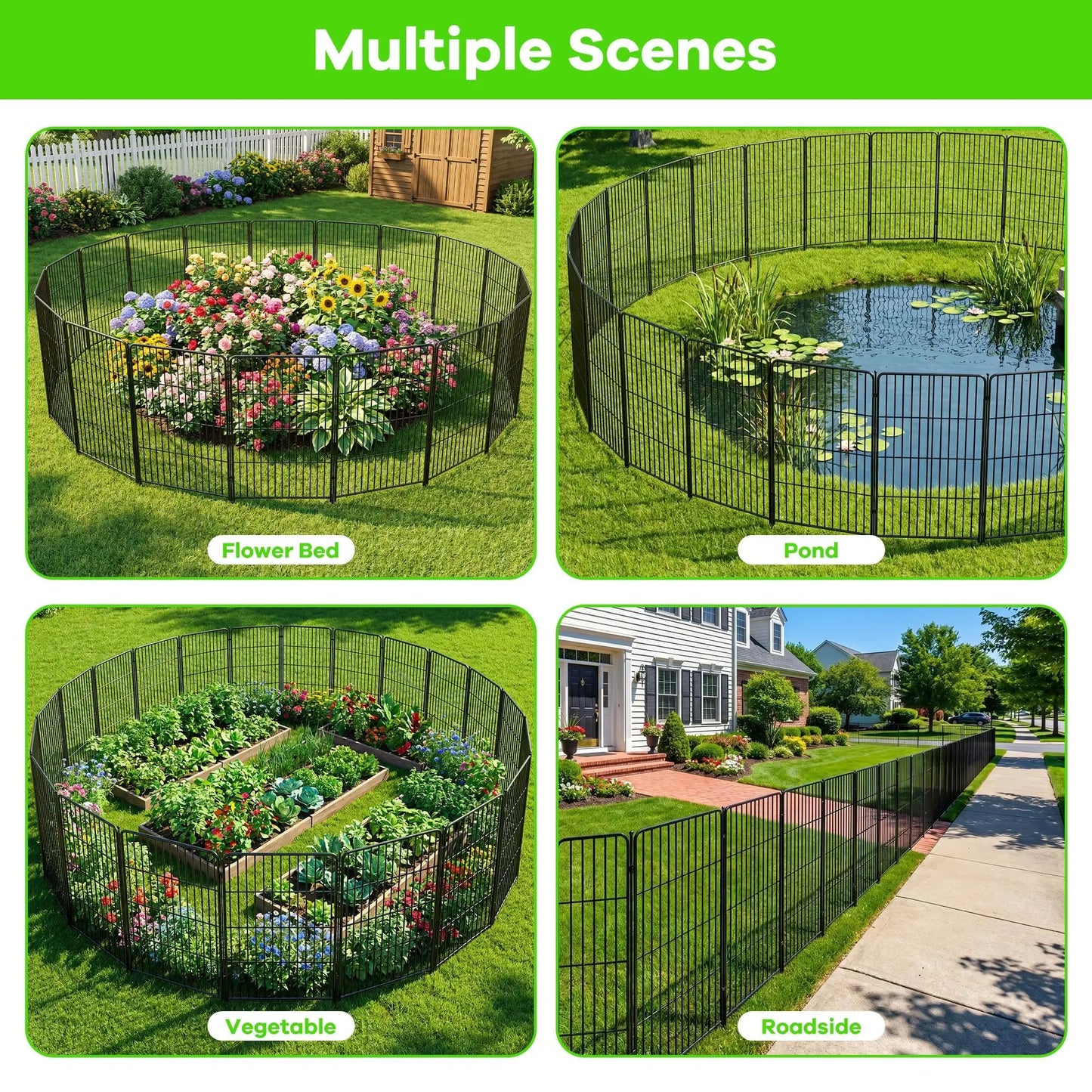 Metal Garden Fence Panels, 10Pcs 36×27in Pet Enclosure Fence with Gate