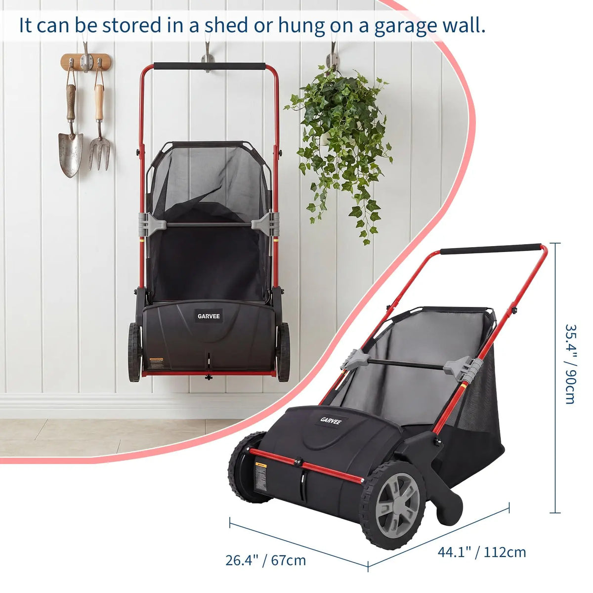21 Inch Push Lawn Sweeper, Manual Yard Leaf & Grass Collector With Large Hopper, 4 Spinning Brushes, Adjustable Height, Steel Frame