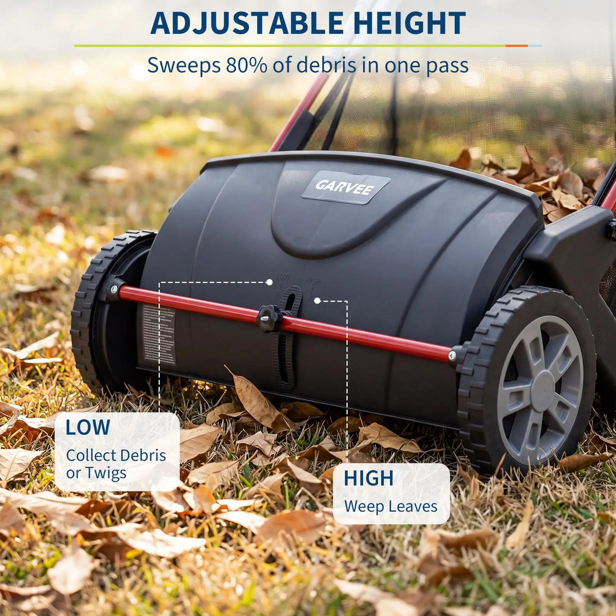 21 Inch Push Lawn Sweeper, Manual Yard Leaf & Grass Collector With Large Hopper, 4 Spinning Brushes, Adjustable Height, Steel Frame
