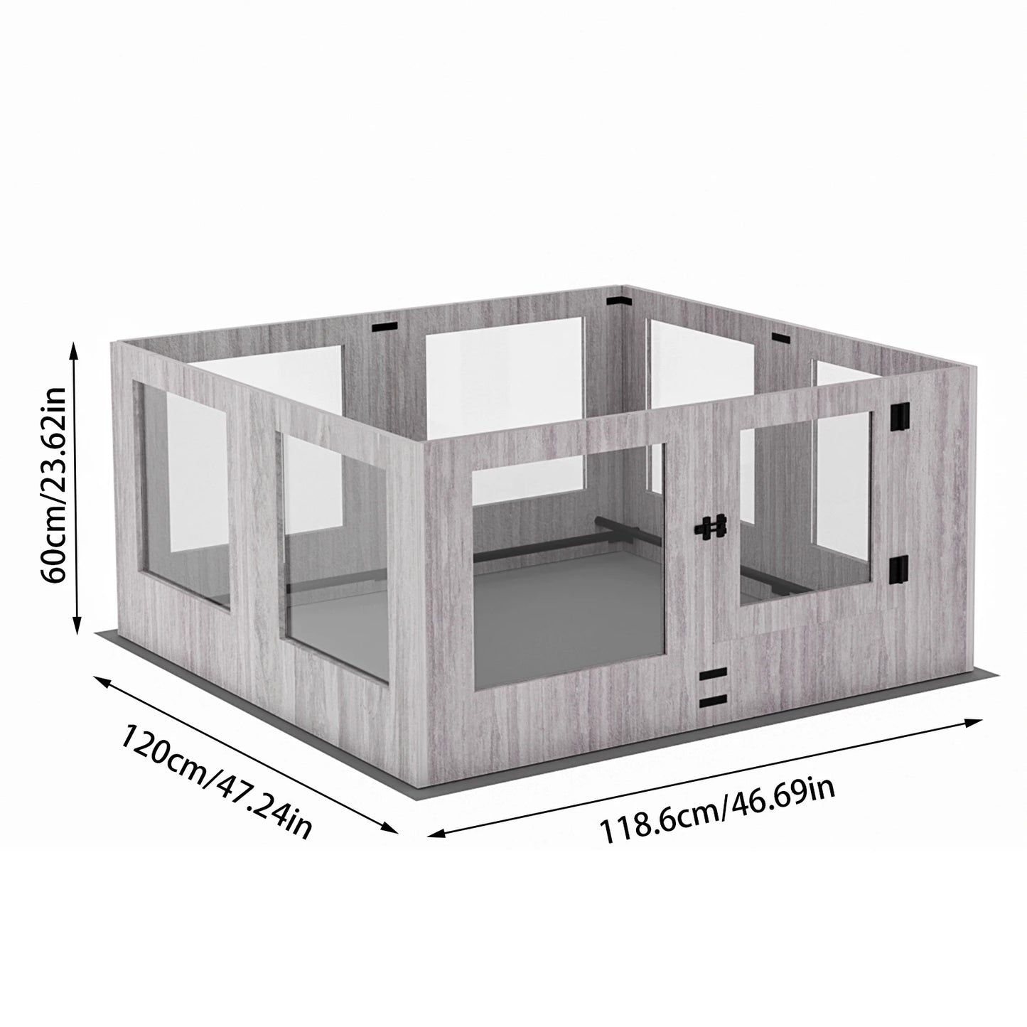 8 Panels Tempered Glass Dog Puppies Playpen for Indoor Pet Whelping Pen Exercise Fence Box Cage with Waterproof Fertility Pad