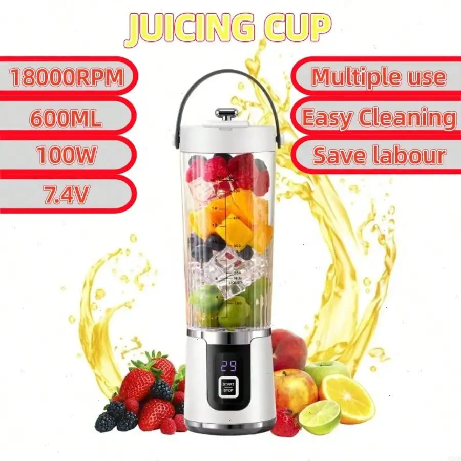 200W Professional Smoothie Blender - Ideal Kitchen Countertop Appliance For Desserts, Portable Rechargeable Fruit Juice Mixer (Model N58D) For Shakes And Juice, Plus A 600ML, 7.4V, 2400mAh, 18000RPM, 100W Household Crushed Ic