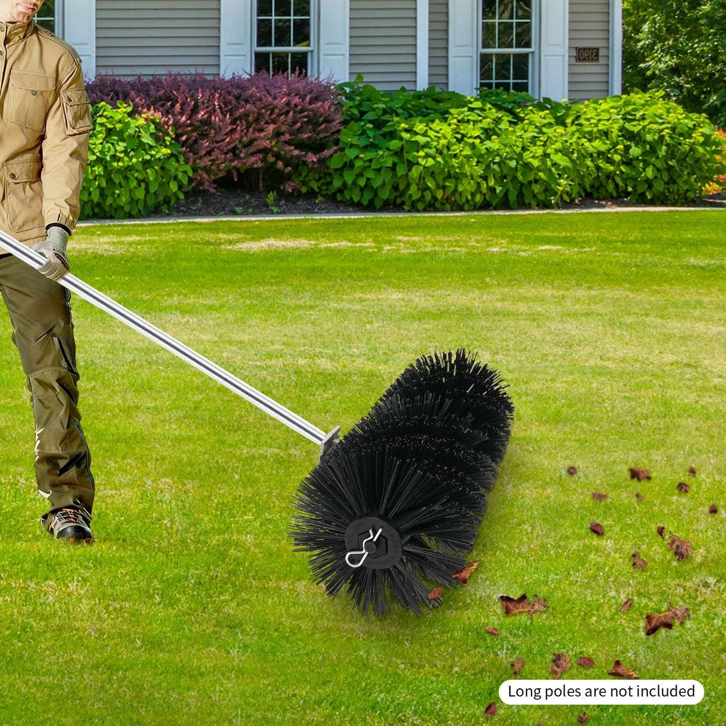 Lawn Mower Broom Head Sweeper, Rolling Brush Head, Grass Brush Snow Blower Attachment for Sweeping Snow in Gardens