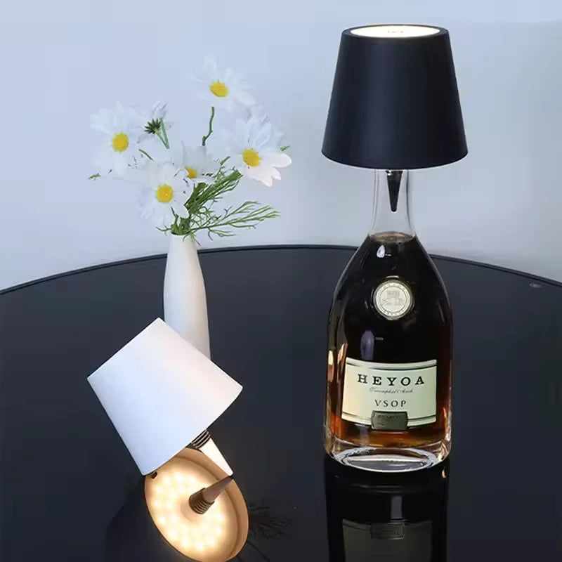 Wireless LED Wine Bottle Light Rechargeable Vases Table Lamp Touch Switch Night Light for Cafe Bar Club Restaurant Decor