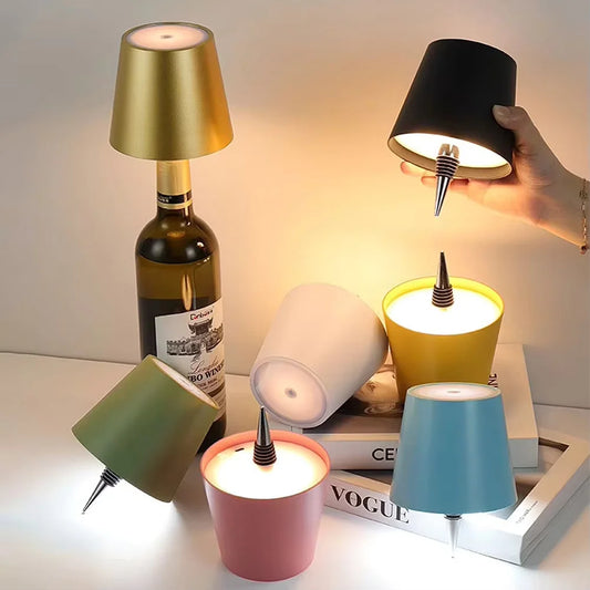 Wireless LED Wine Bottle Light Rechargeable Vases Table Lamp Touch Switch Night Light for Cafe Bar Club Restaurant Decor