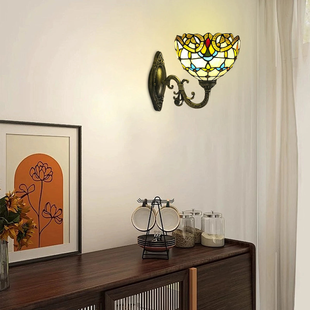 Tiffany Wall Lamp Wall Light Indoor Vintage Wall Lamp Vintage Lamp Retro Handmade Dome Lamp for Living Room Staircase Bedroom