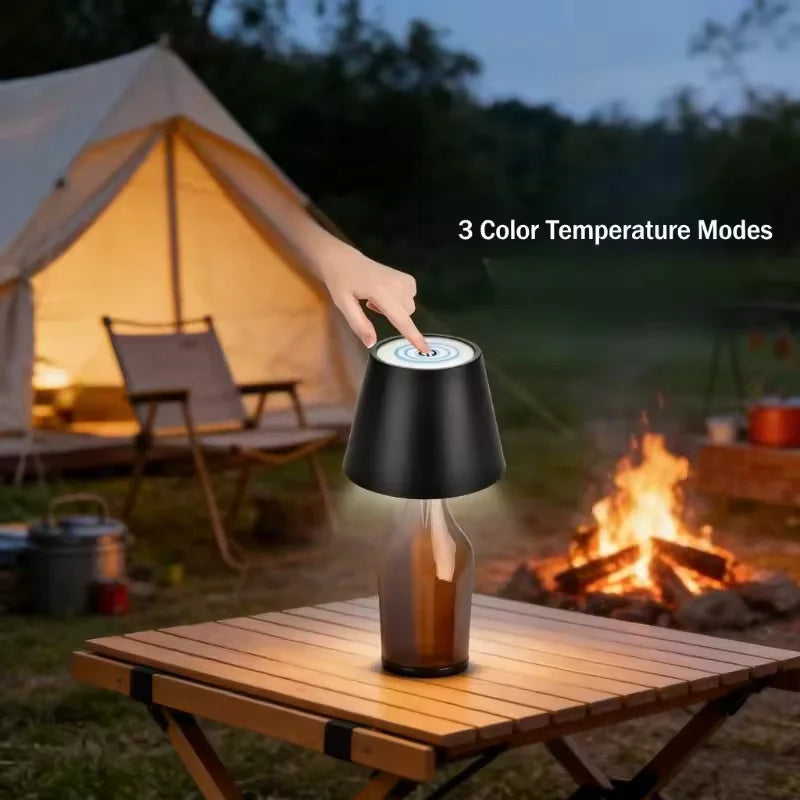 Wireless LED Wine Bottle Light Rechargeable Vases Table Lamp Touch Switch Night Light for Cafe Bar Club Restaurant Decor