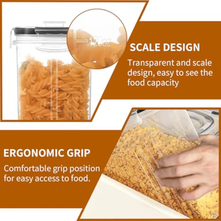 Cereal Containers Storage Set 4L/ 135.2oz , 8PCS Airtight Food Storage Containers with Lids, Cereal Dispensers for Kitchen Pant