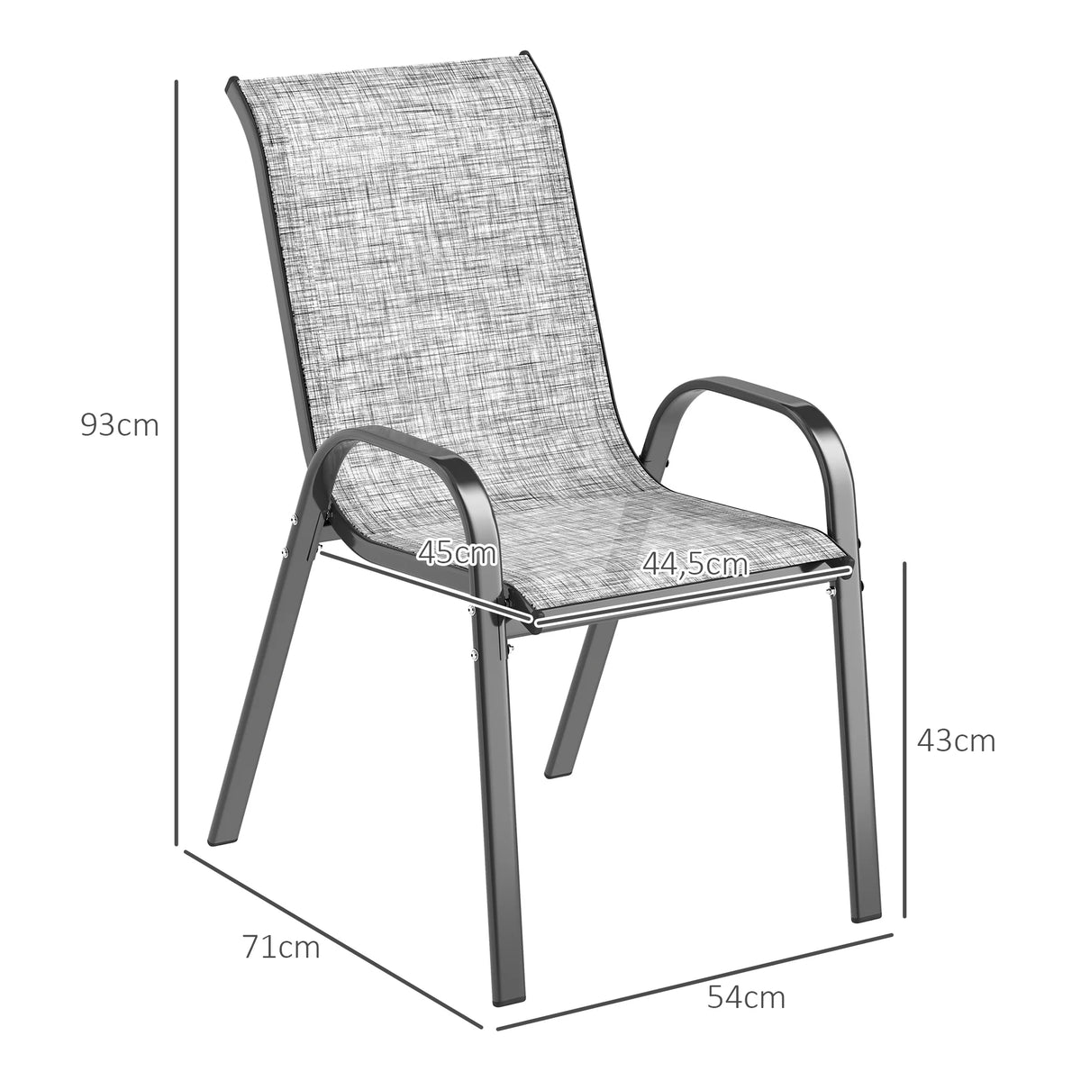 Set of 4 Patio Dining Chairs, Stackable Outdoor Chairs, Mixed Gray