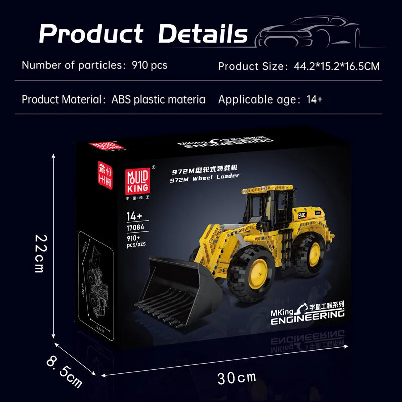 Mould King 17084 Technical Car Toys The 972M Wheel Loader Building Block Enginerring Truck Model Brick Set Kids Christmas Gift