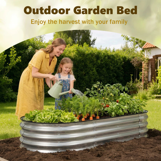JHK Outdoor Planter Box 6x3x1ft Raised Metal Garden Bed with Open Bottom Design for Vegetables Flowers for Backyard Patio